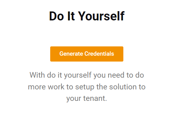 Vana kliendiportaal: Do It Yourself, nupp Generate Credentials